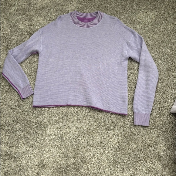Lululemon Reversible Double Knit Crewneck Sweater Merino Wool purple Women 8 - Picture 3 of 4